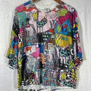 INOAH Kimono Top XS Sketchbook Colorful Art to Wear Oversized
